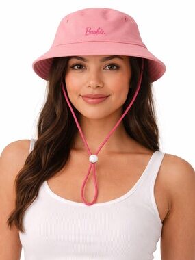 Barbie Love Your Melon Pink Booney Hat Women Bucket Hat Adjustable Chin Strap